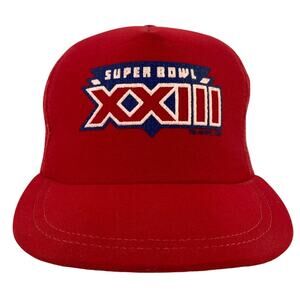 Vtg 1988 Super Bowl XXIII 23 Red Mesh Trucker Hat San Francisco 49ers Bengals